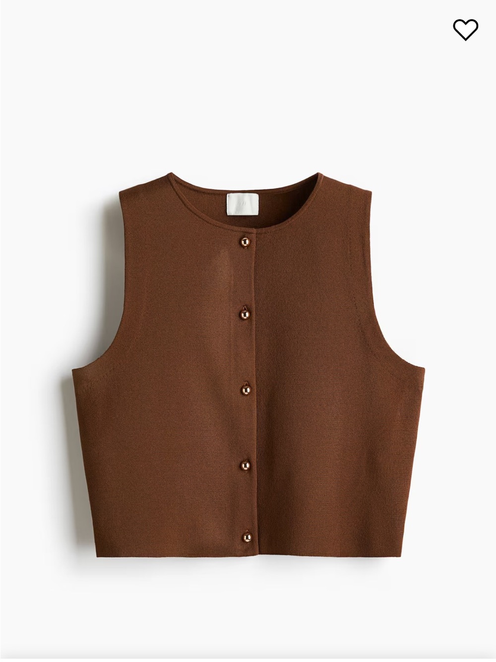 H&M Brown Waistcoat Tank with Gold Buttons